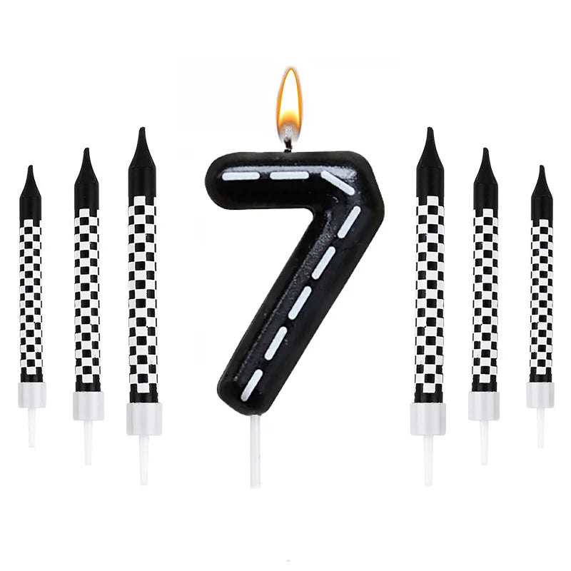 Birthday Candles Black White Checkered