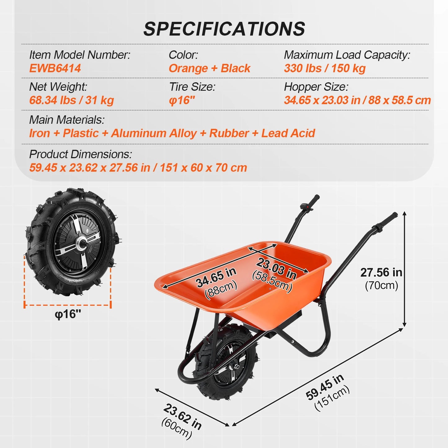 Electric Wheelbarrow Yard Cart