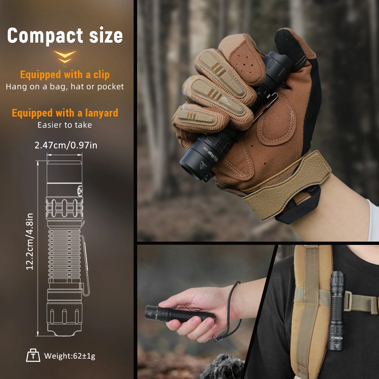 Tactical Flashlight, 2000 Lumens, Rechargeable Battery