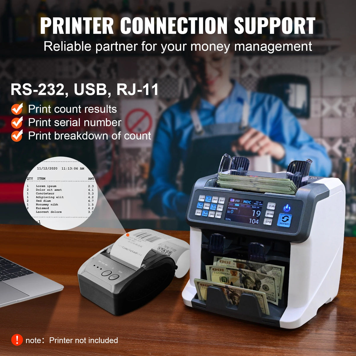 Money Counter Business Cash Register Counterfeit Bill Detector