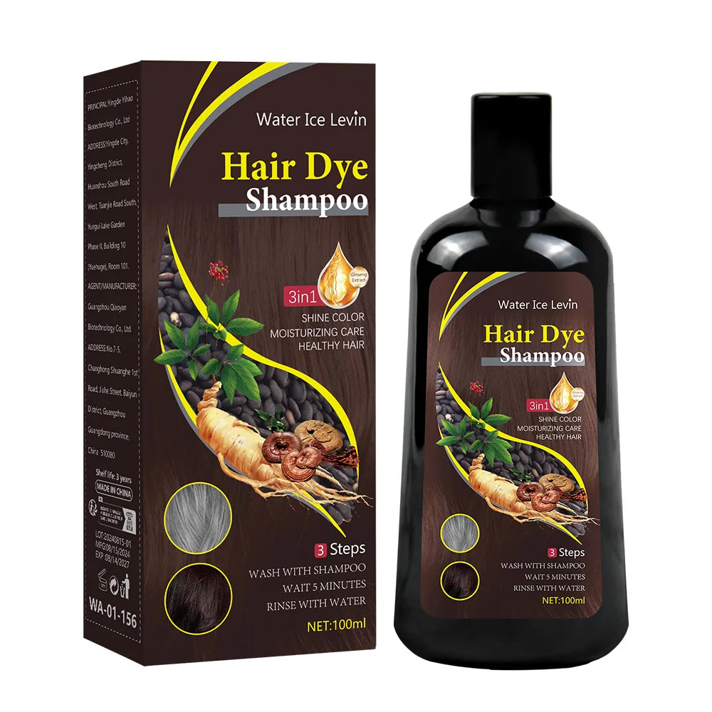 Hair color shampoo instantly from white to brown