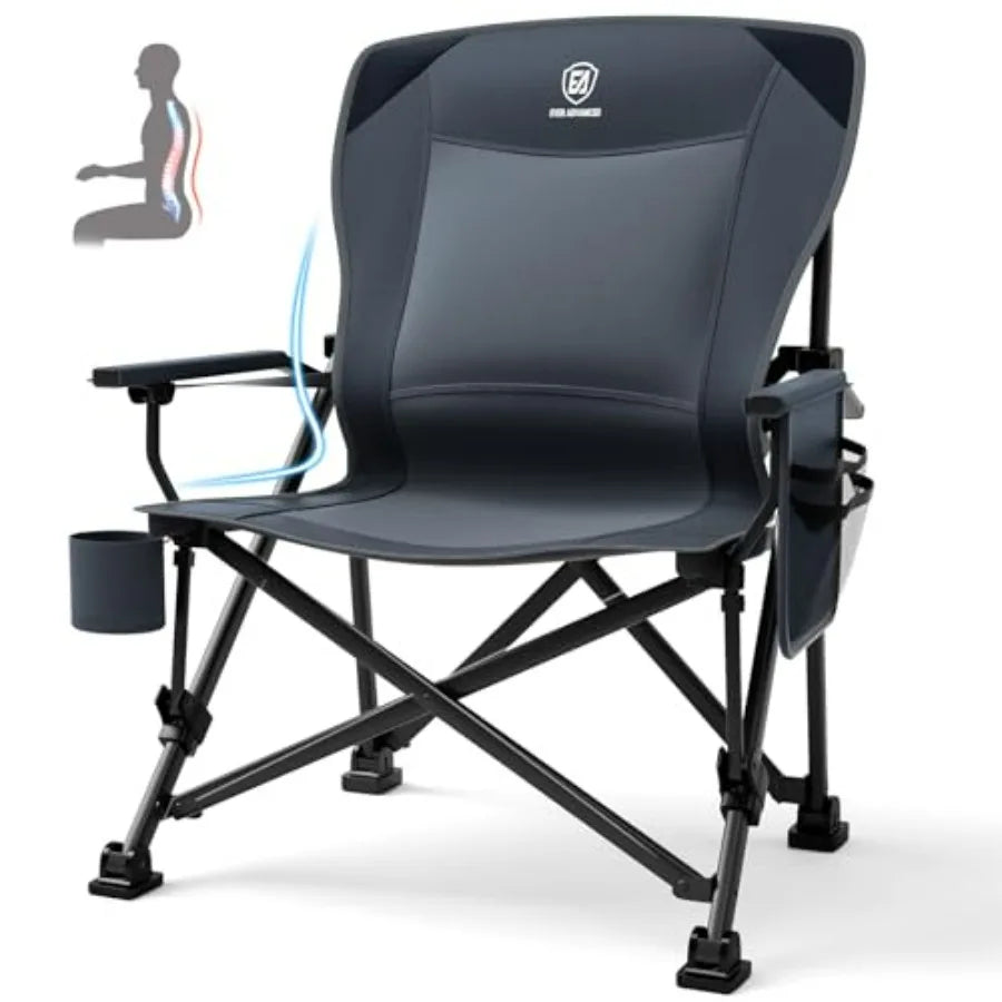 Oversized Folding Camping Chair with Adjustable Lumbar Support