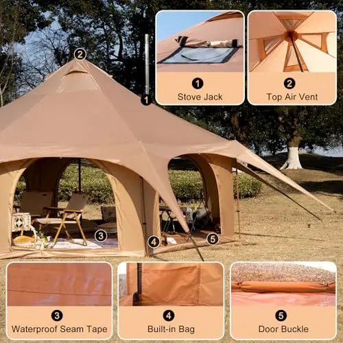 Large Bell Tent For Camping With Stove Jack