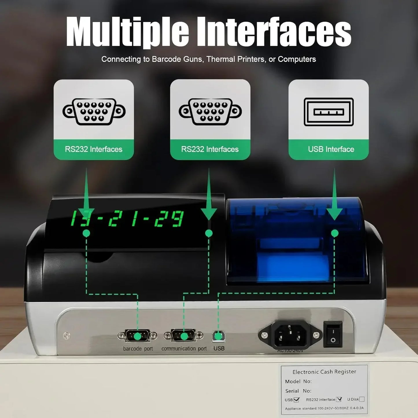 Electronic Cash Register, Commercial, with LED Display