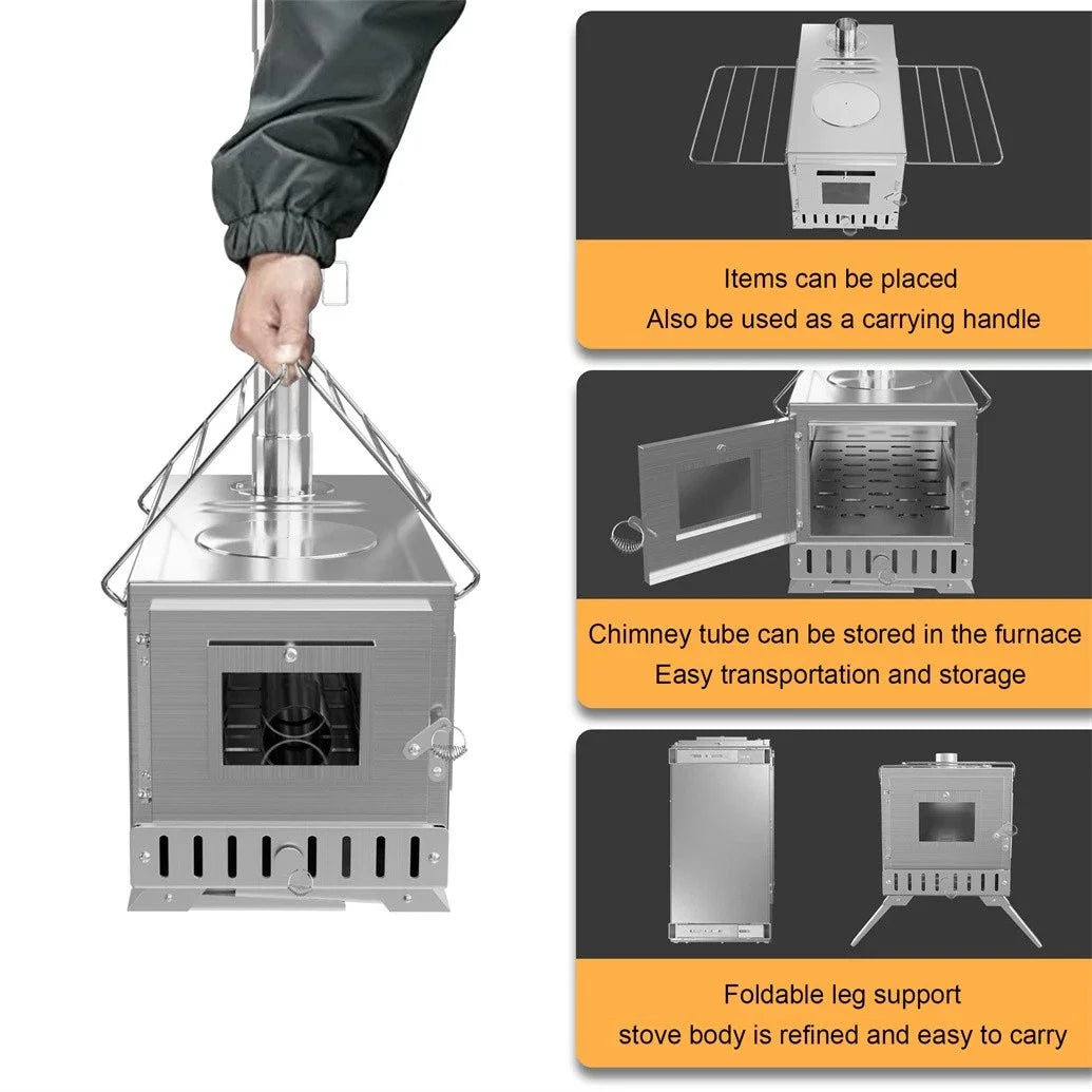 Wood Burning Stove for Outdoor Heating & Cooking