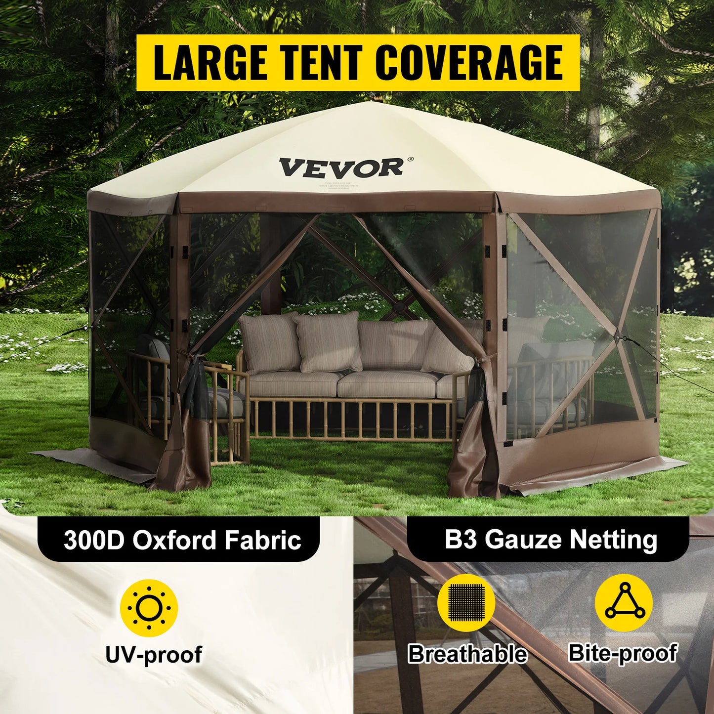 Pop-up Camping Gazebo Canopy Shelter 6 Sided