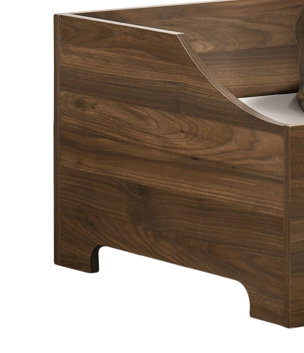 Alder Wood Finish Pet Bed with Cushion - Brown