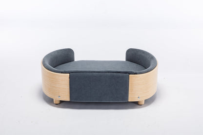 Scandinavian Style Elevated Dog Bed with Velvet Cushion - Modern Pet Bed