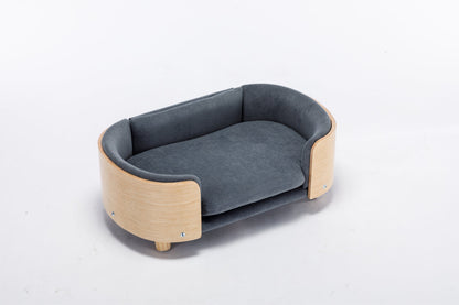 Scandinavian Style Elevated Dog Bed with Velvet Cushion - Modern Pet Bed