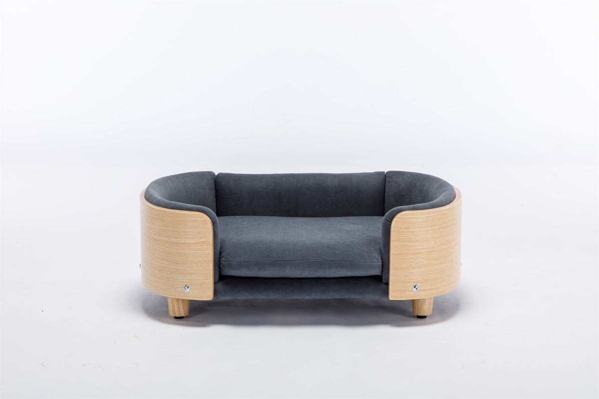 Scandinavian Style Elevated Dog Bed with Velvet Cushion - Modern Pet Bed