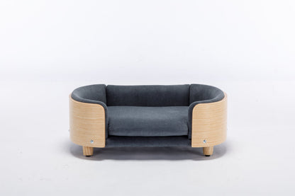 Scandinavian Style Elevated Dog Bed with Velvet Cushion - Modern Pet Bed