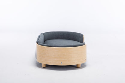 Scandinavian Style Elevated Dog Bed with Velvet Cushion - Modern Pet Bed