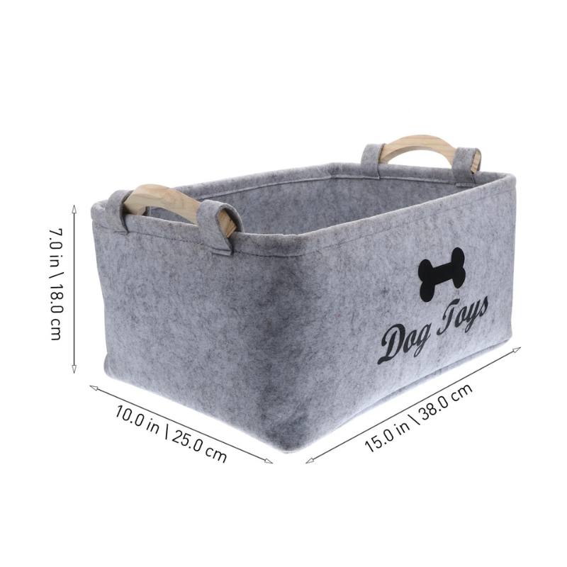 Dog Toy Storage Basket – Felt Organizer Bin for Pets