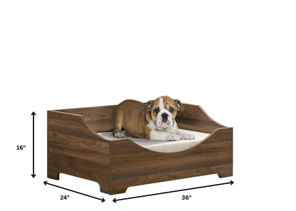 Alder Wood Finish Pet Bed with Cushion - Brown