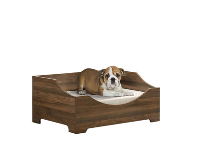 Alder Wood Finish Pet Bed with Cushion - Brown