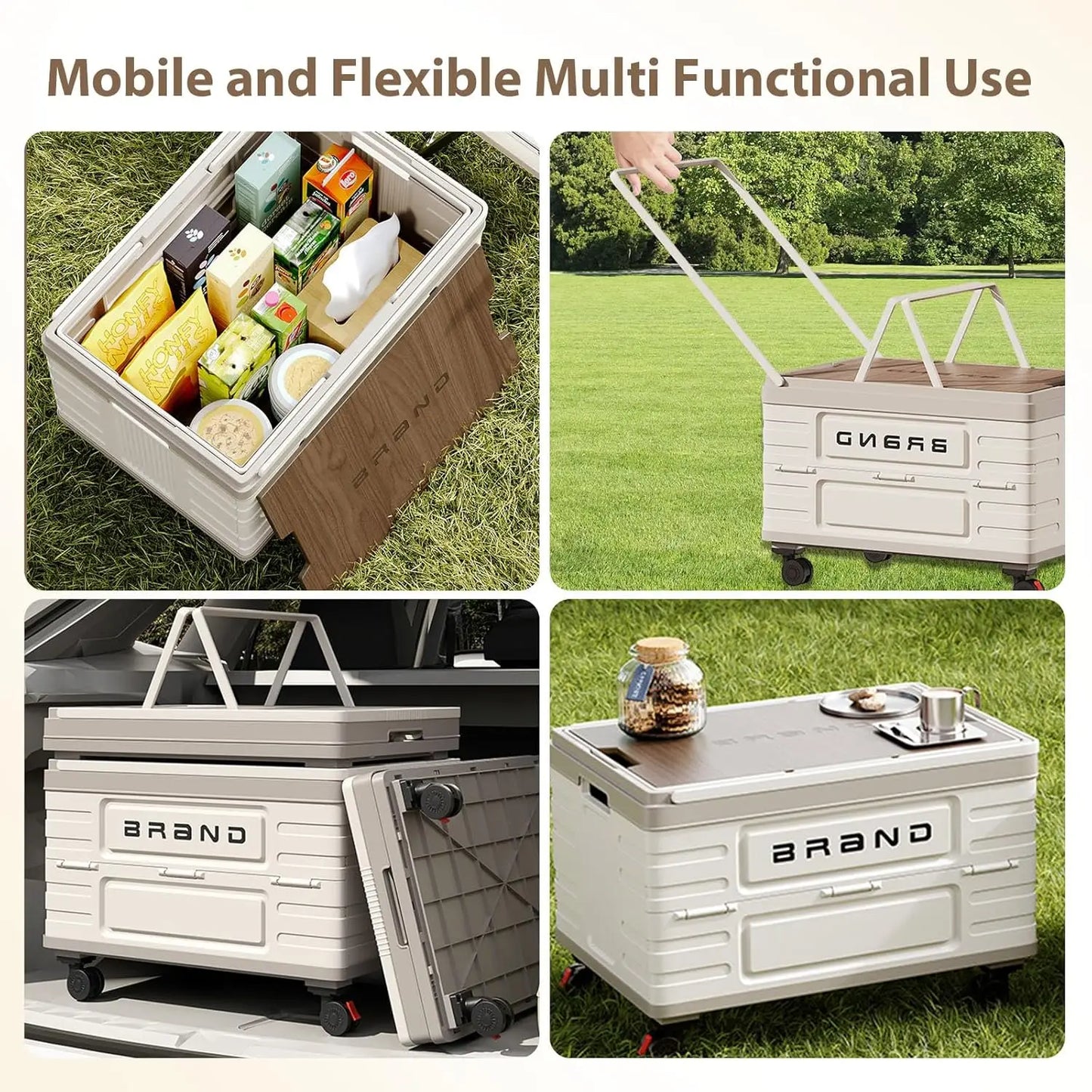 Heavy-Duty Foldable Storage Cart with 4 Silent Wheels