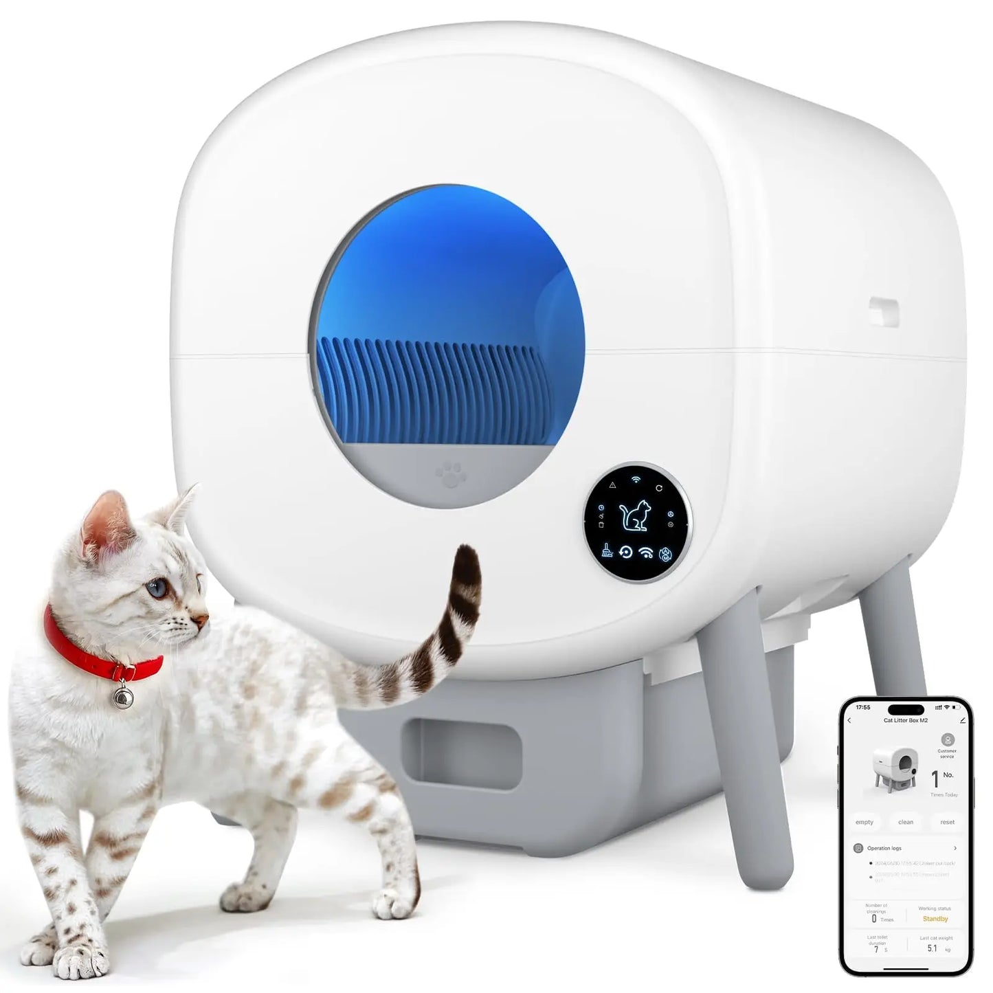 Self Cleaning, Automatic Cat Litter Box with App Control