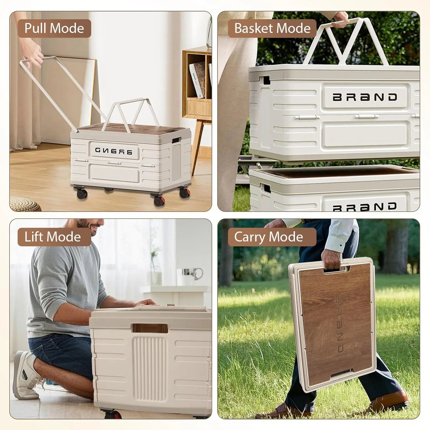 Heavy-Duty Foldable Storage Cart with 4 Silent Wheels