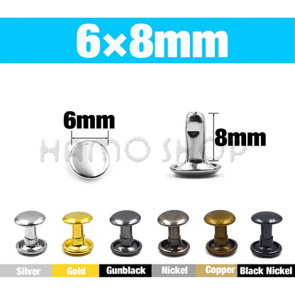 Metal Double Cap Rivets For Leathercraft Repair