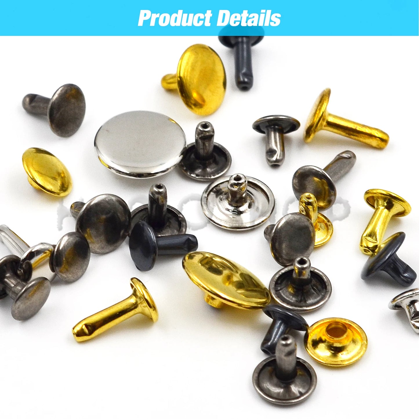 Metal Double Cap Rivets For Leathercraft Repair