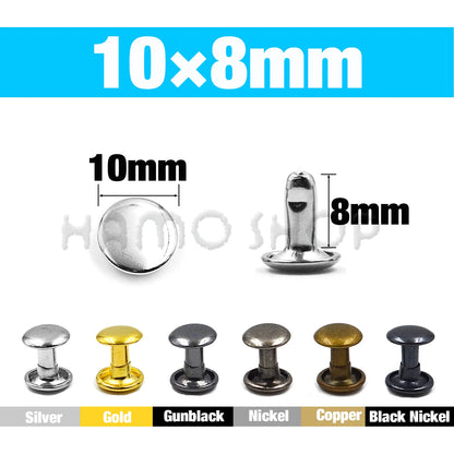 Metal Double Cap Rivets For Leathercraft Repair