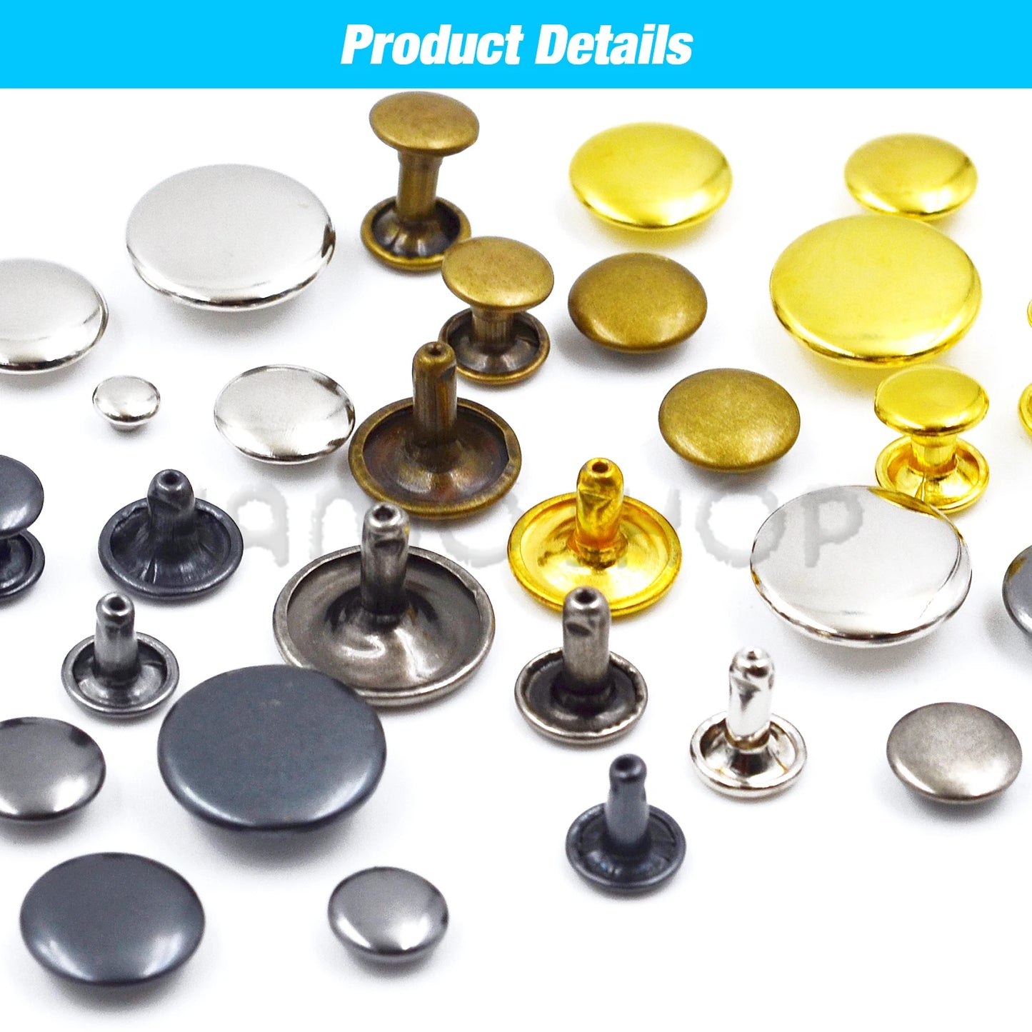 Metal Double Cap Rivets For Leathercraft Repair