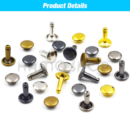 Metal Double Cap Rivets For Leathercraft Repair