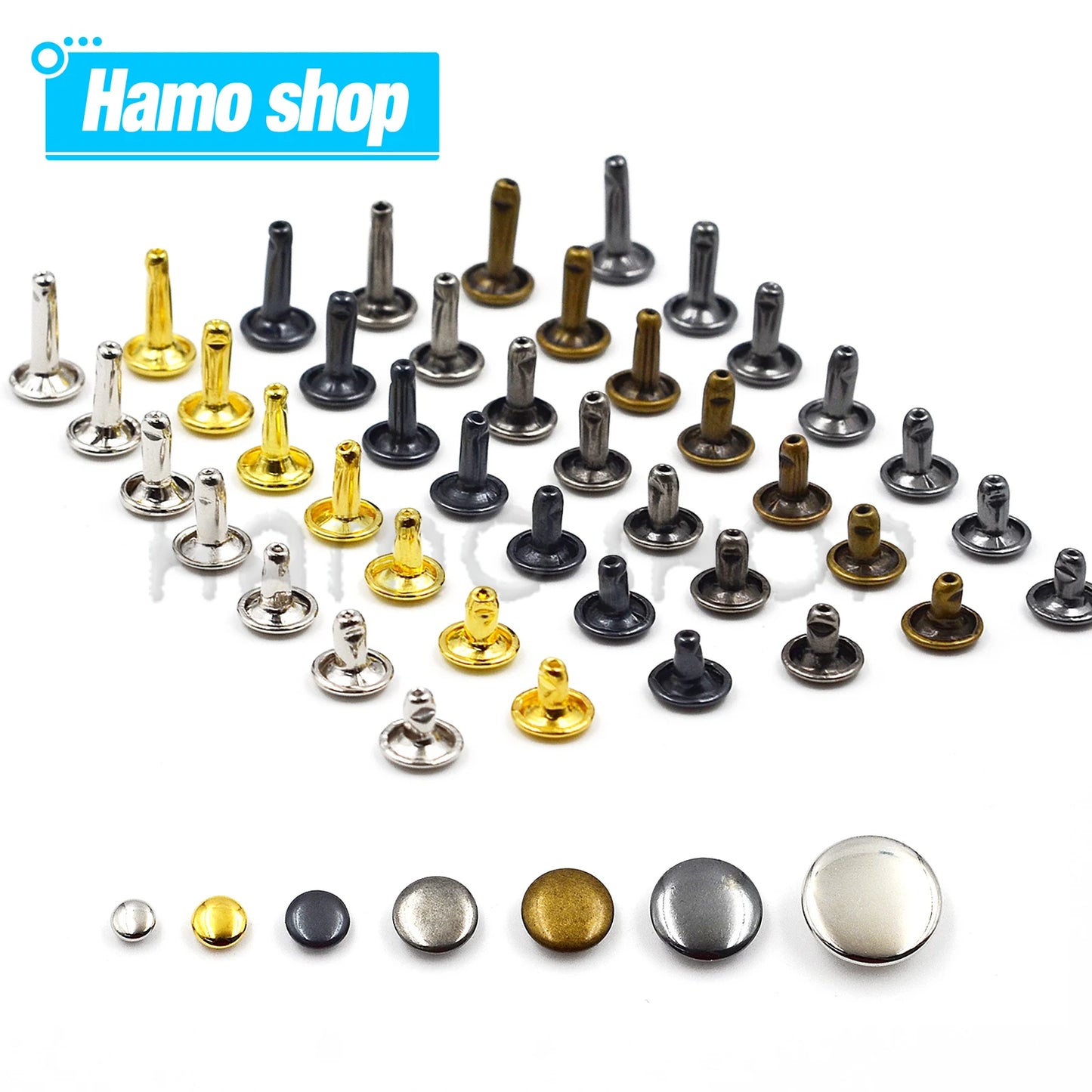 Metal Double Cap Rivets For Leathercraft Repair