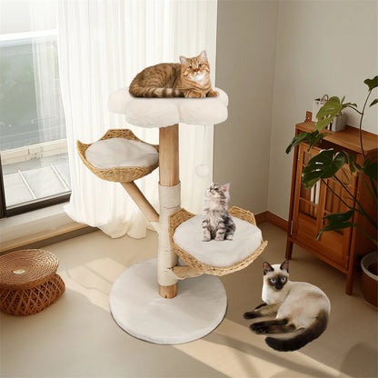 Cat Climbing Tree Solid Wood Activity Center