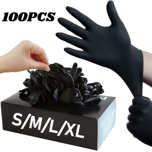 100PCS Black Nitrile Disposable Gloves Latex Free