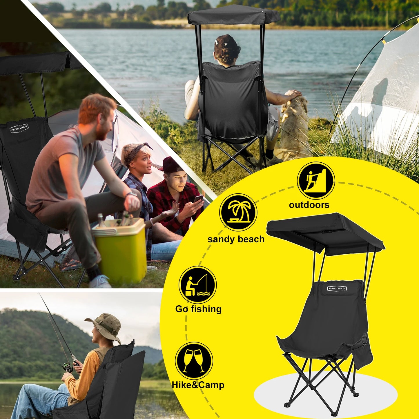 Camping Chair Beach Chair With Shade Canopy