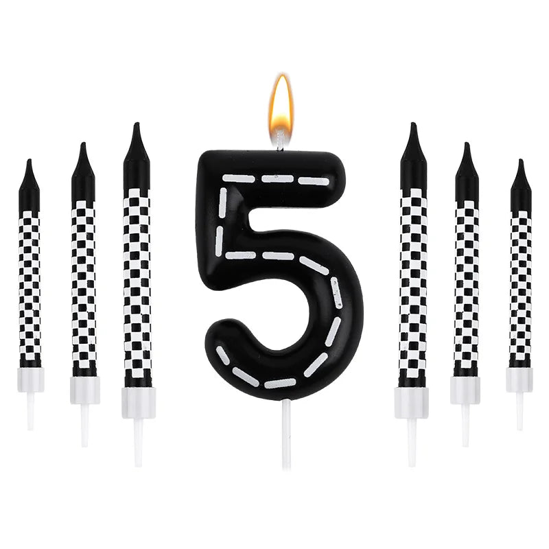 Birthday Candles Black White Checkered