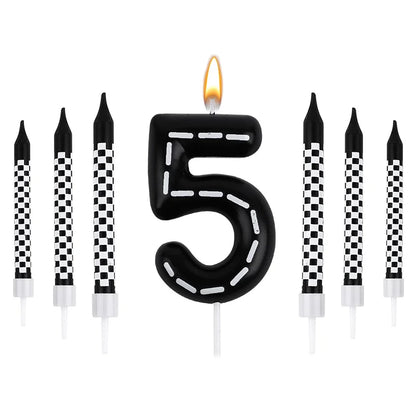 Birthday Candles Black White Checkered