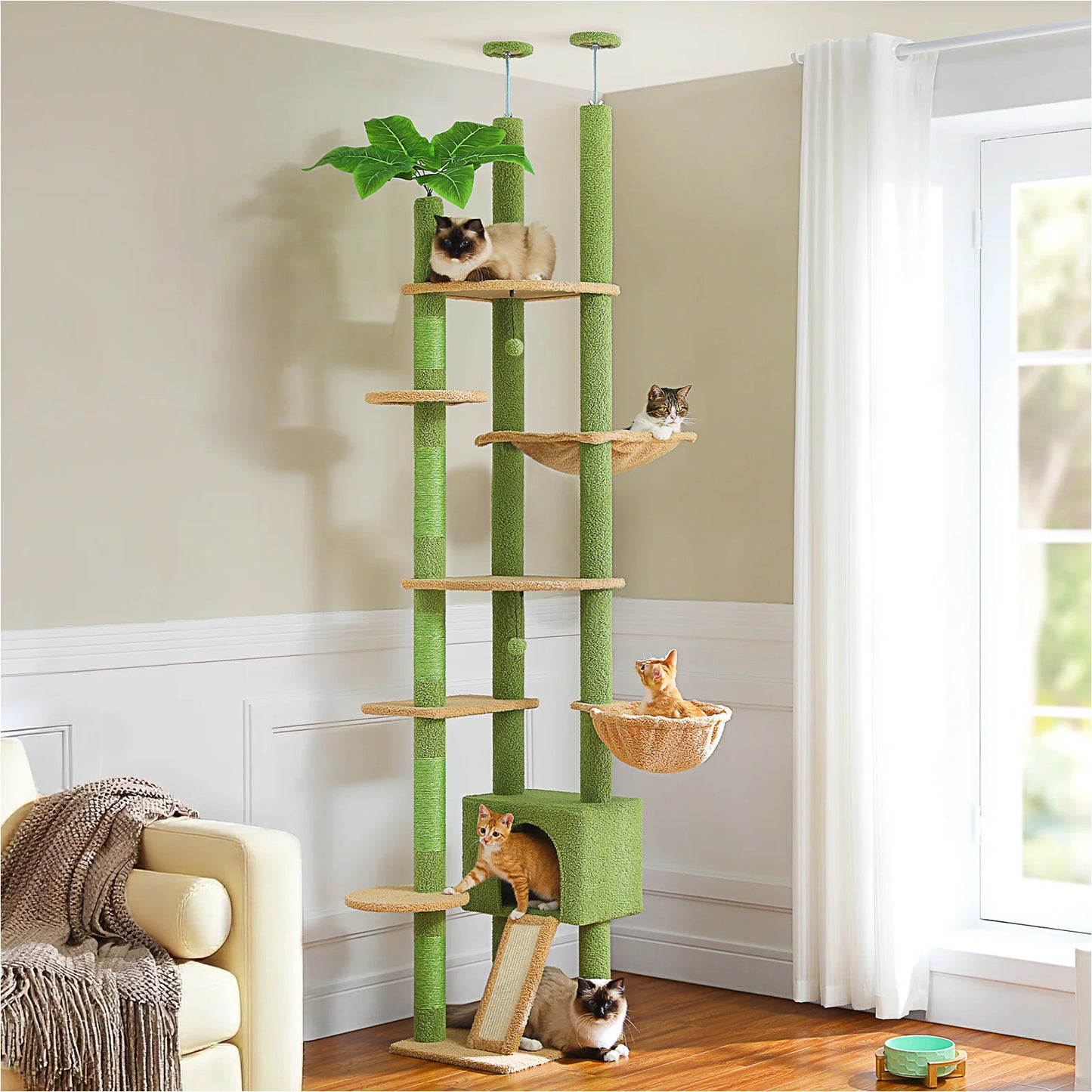 Cat Tree with Large Hammock, Sisal Scratching Posts