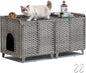 Cat Litter Box Enclosure Furniture, Handwoven Rattan Cat Houses