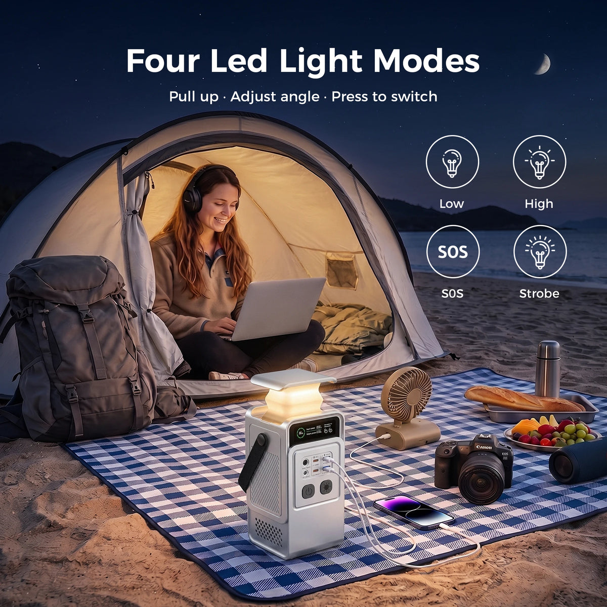 Portable Power Station, Emergency Solar Power Bank for Camping