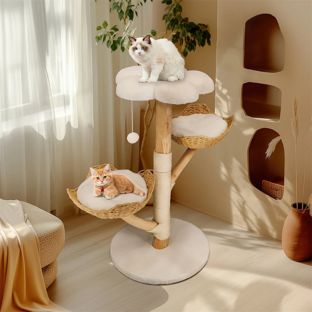 Cat Climbing Tree Solid Wood Activity Center