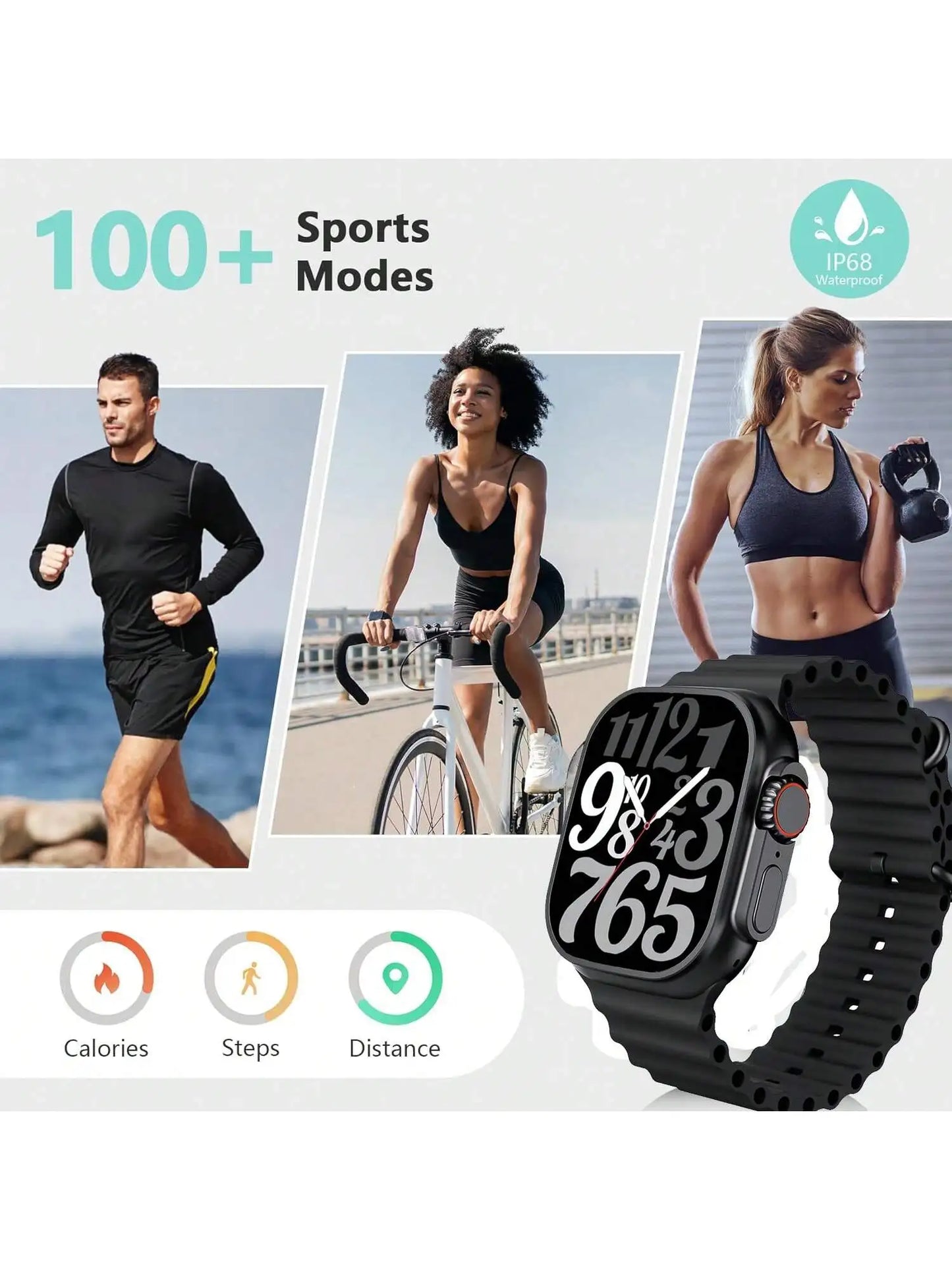 Smart Watches for Men Women with Case and 7 Watch Bands,