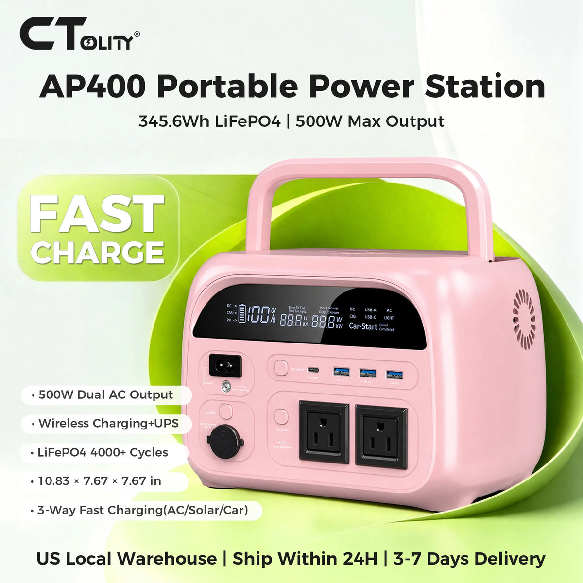 Portable Power Station, Solar Generator , UPS Backup Battery, AC/DC/USB Output for Camping