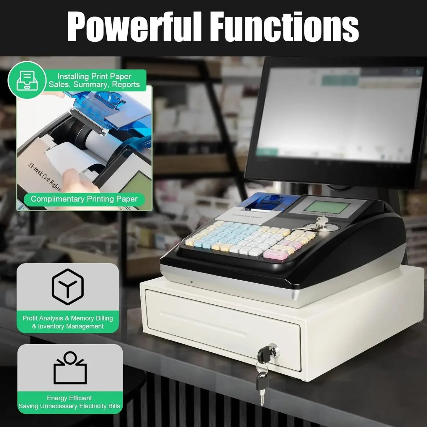 Electronic Cash Register, Commercial, with LED Display