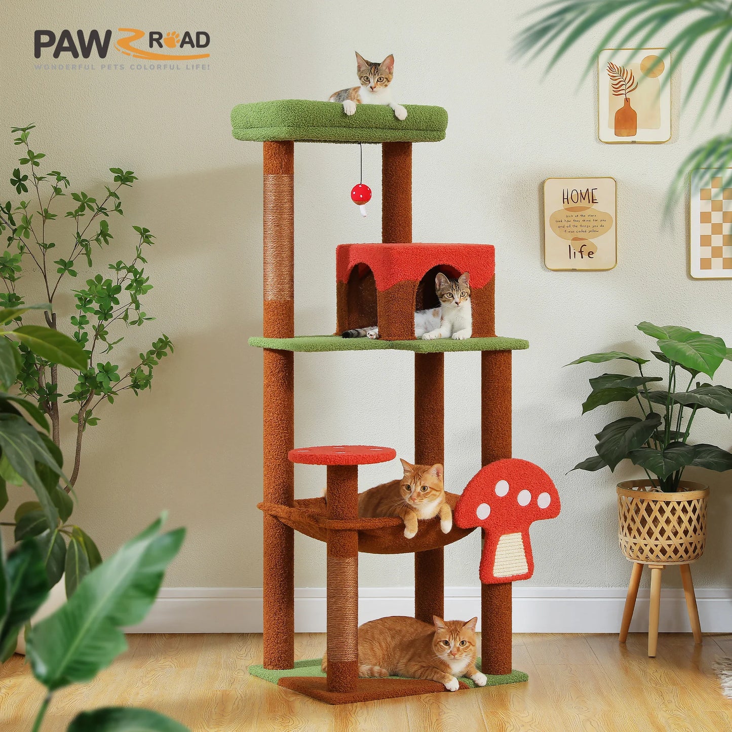 Cat Tree with Scratching Posts, Cat Condo, Hammock