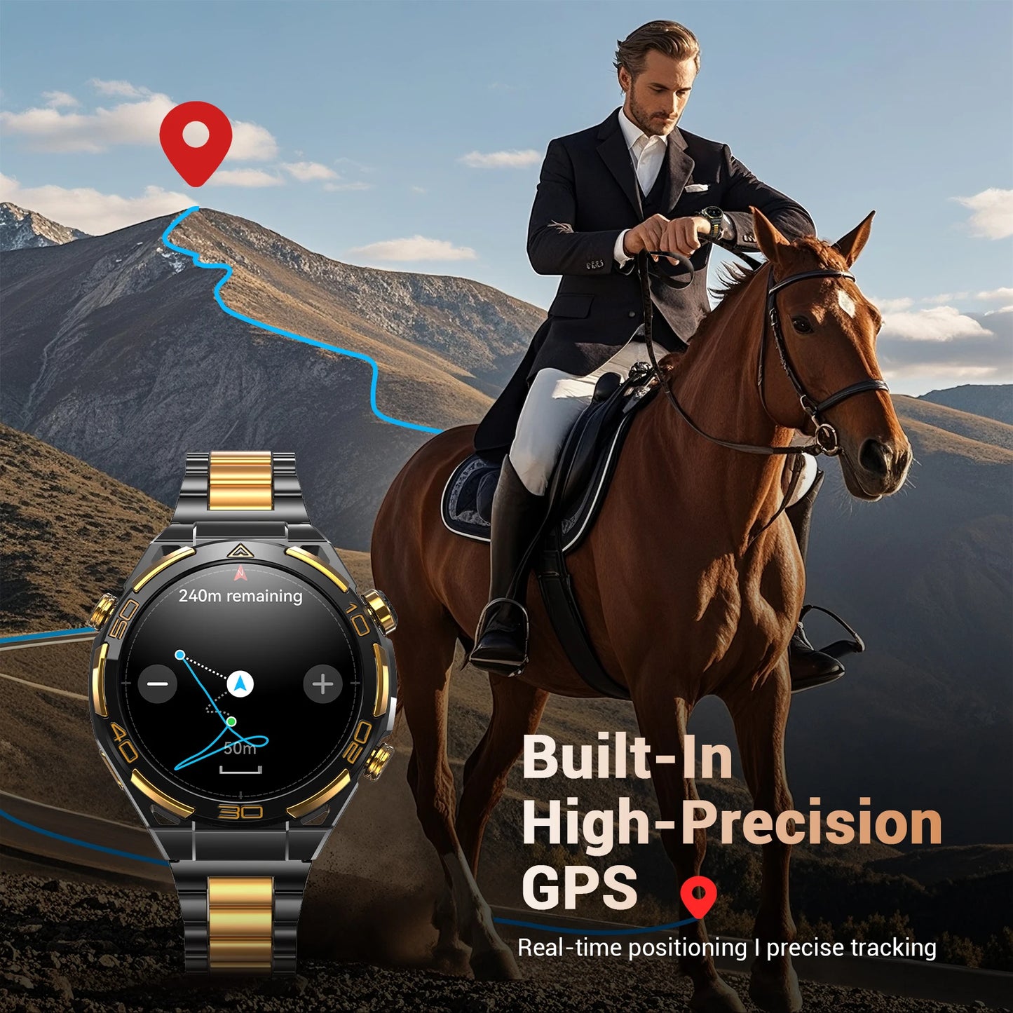 GPS Smartwatch with Flashlight, Bluetooth, Waterproof  for Men Women
