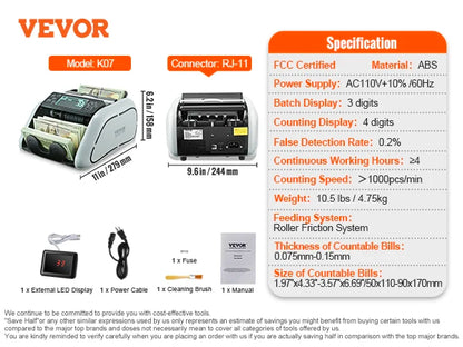 Money Counter Business Cash Register, Counterfeit Bill Detector
