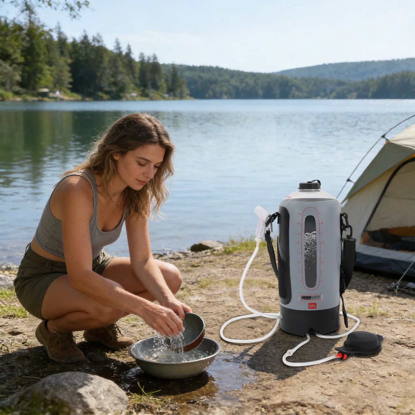 Portable Pressure Camp Shower with Air Pump
