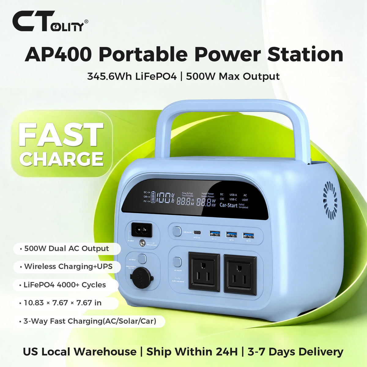 Portable Power Station, Solar Generator , UPS Backup Battery, AC/DC/USB Output for Camping