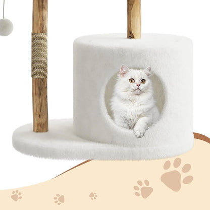 Cat Tree Tower with Rattan, Cat Climbing Furniture