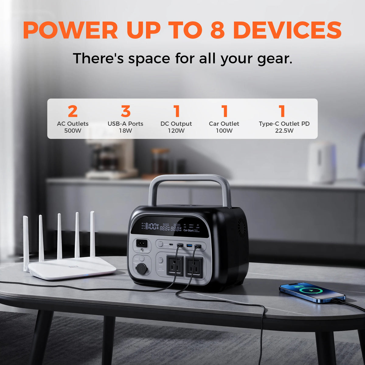 Portable Power Station, Solar Generator , UPS Backup Battery, AC/DC/USB Output for Camping