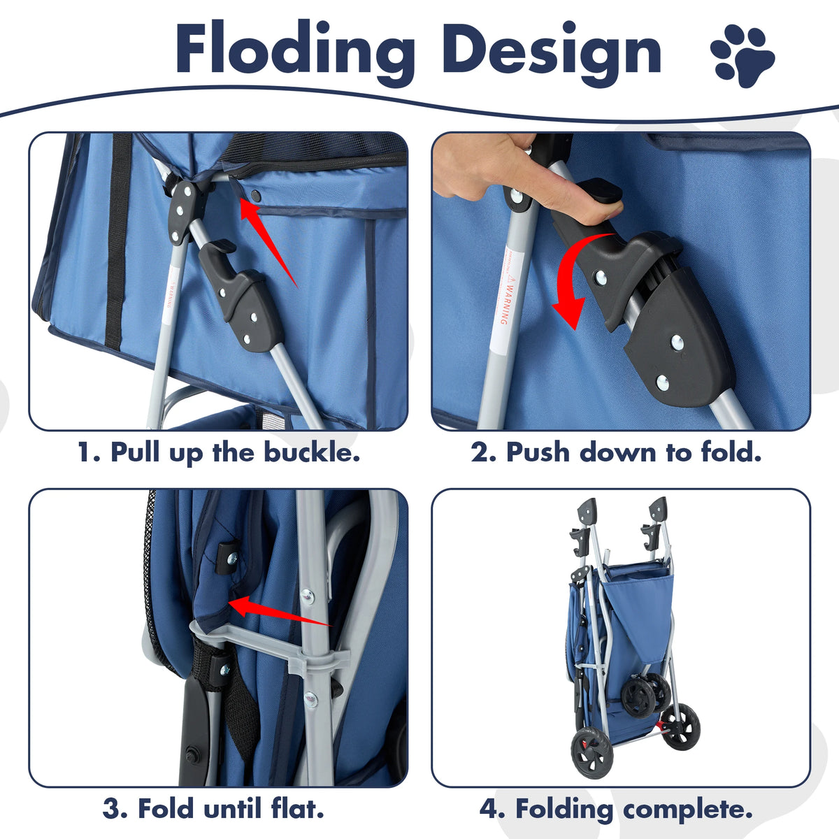 Foldable Pet Stroller for Small Dogs and Cats