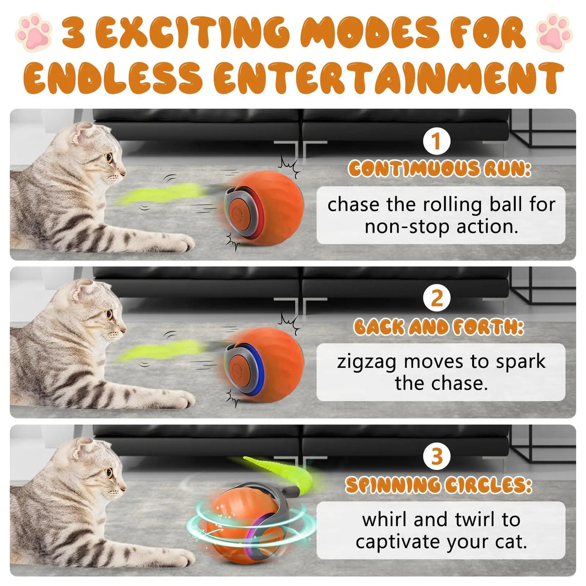 Speedy Tail Cat Toy, Interactive Cat Ball Toy