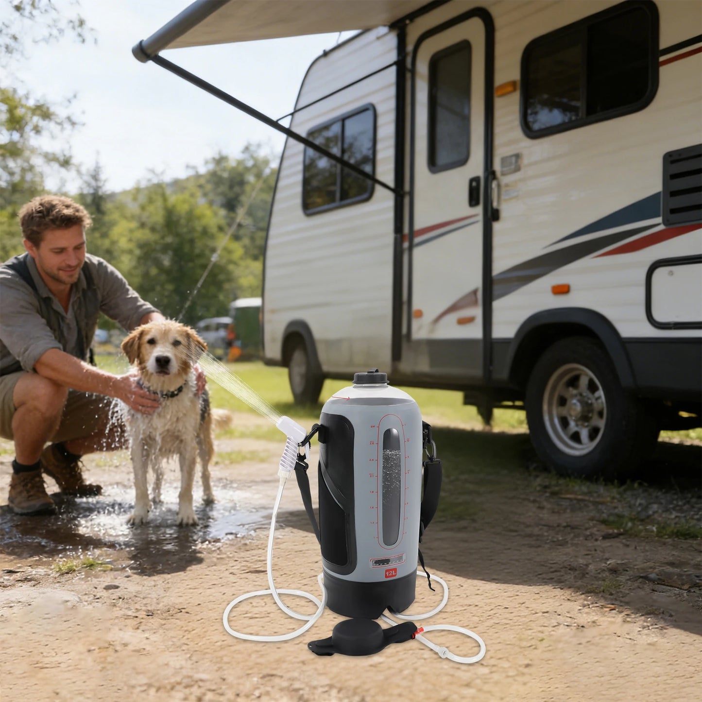 Portable Pressure Camp Shower with Air Pump